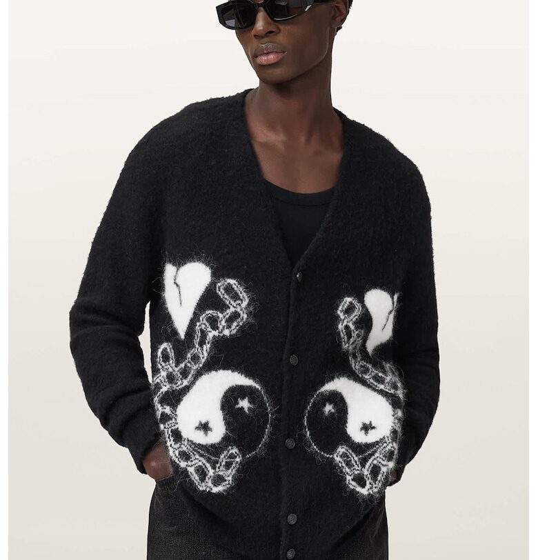 Десенирана жилетка с аплака - Бял/Черен AllSaints