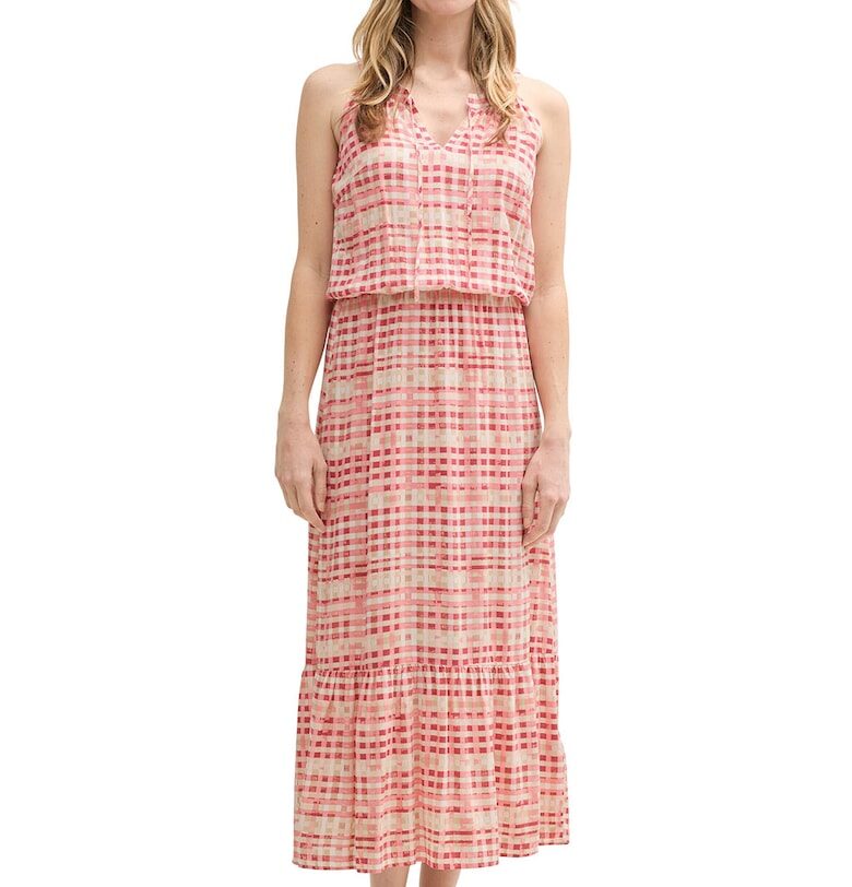 Десенирана рокля без ръкави TT0AP104595300000000 - Червен/Бял Tom Tailor