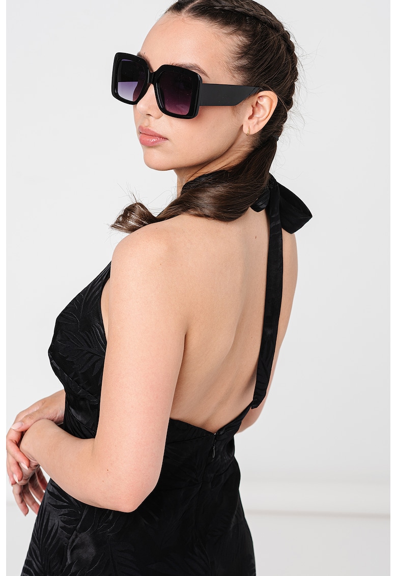 Десенирана рокля с презрамка на врата - Черен GUESS