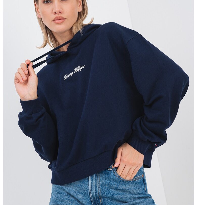 Десенирано худи с паднали ръкави - Тъмносин Tommy Hilfiger