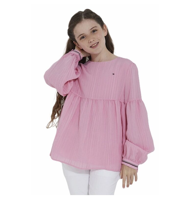 Детска блуза  Textured Stripe Top - Розово Tommy Hilfiger
