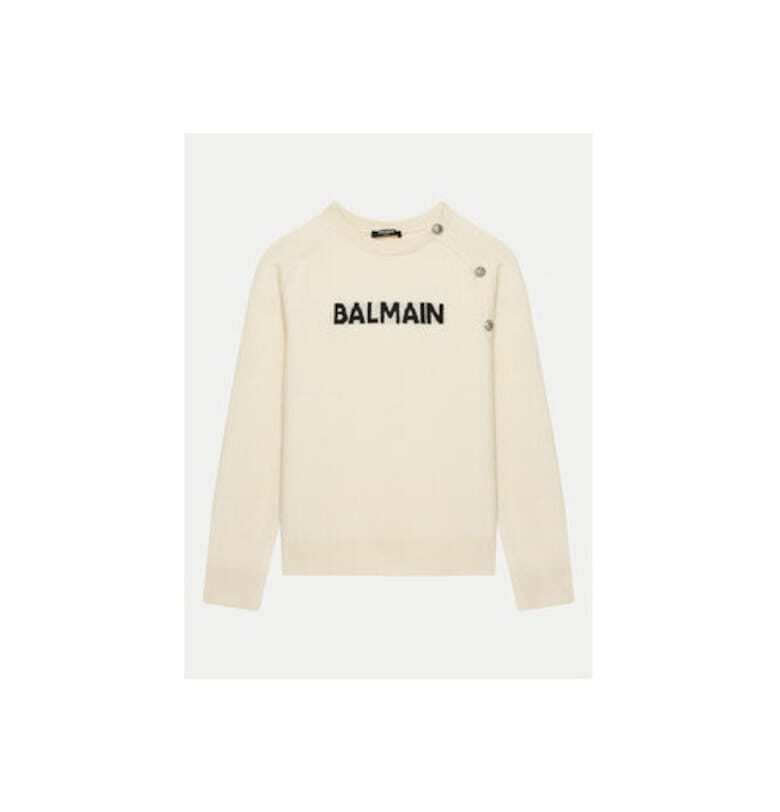 Детски пуловер -  бежов - 64% вълна - 36% полиамид Balmain