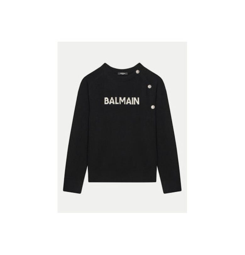 Детски пуловер -  черен - вълна и полиамид Balmain