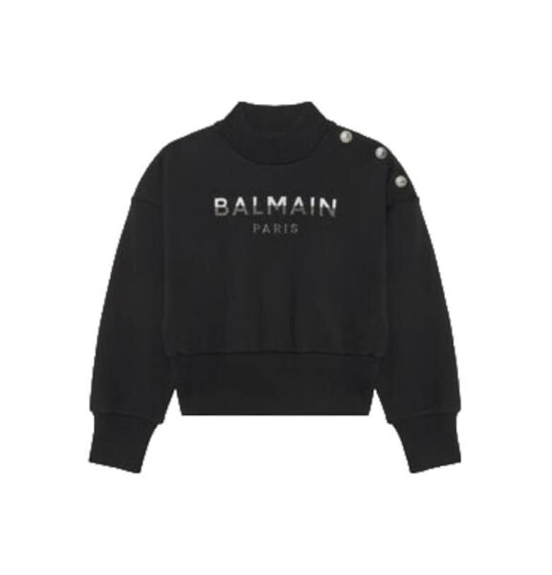 Детски суитшърт  черен - памучен - с еластан Balmain