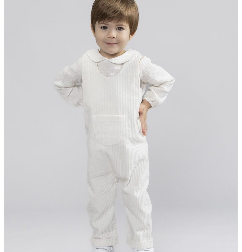 Джинсов дълъг гащеризон с пришит джоб - Слонова кост Naeve