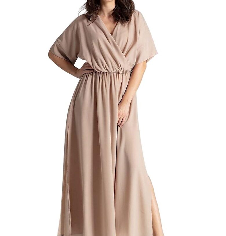 Дневна рокля 5902194372732 - Ленитиф - Полиестер/Еластан - Бежова - Lenitif