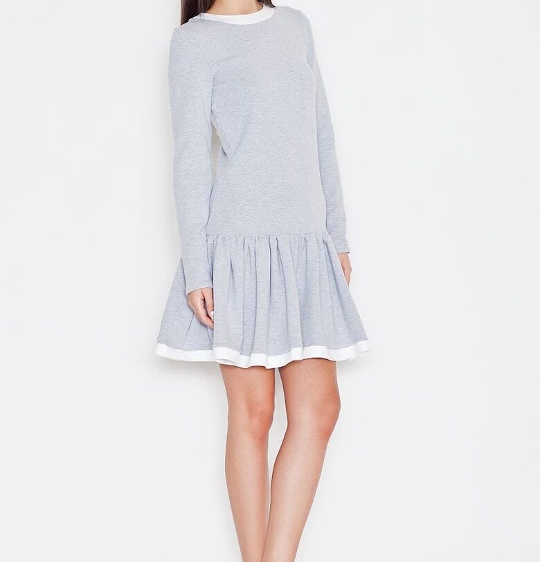 Дневна рокля  сива - ежедневна - памук KATRUS