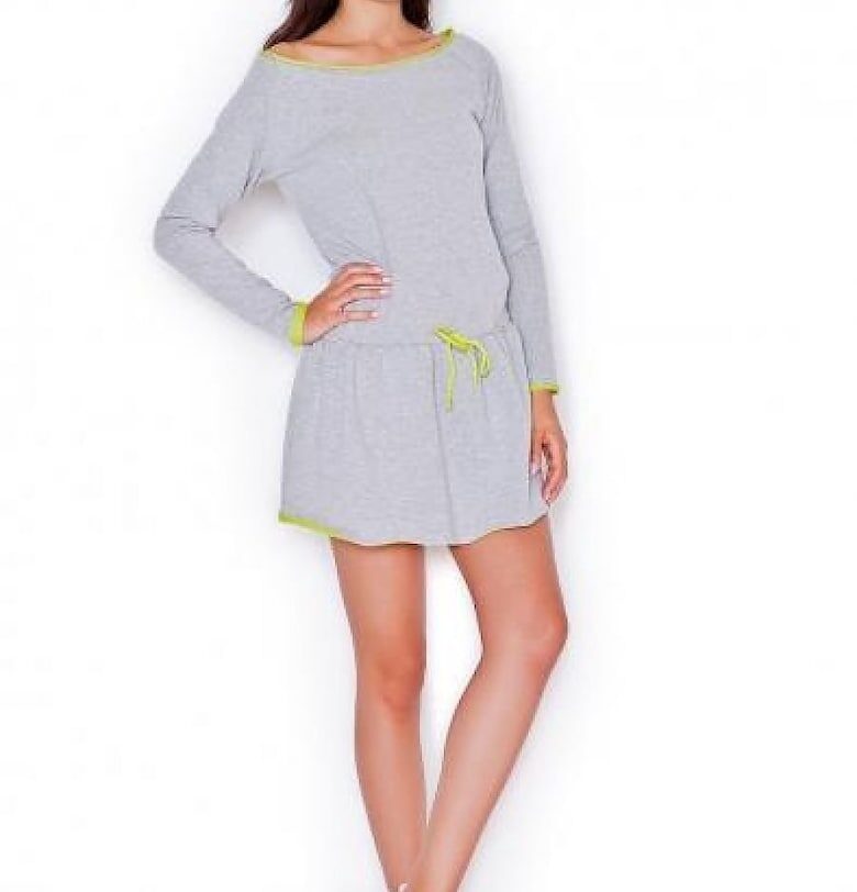 Дневна рокля  сива - ежедневна - памук - полиестер KATRUS