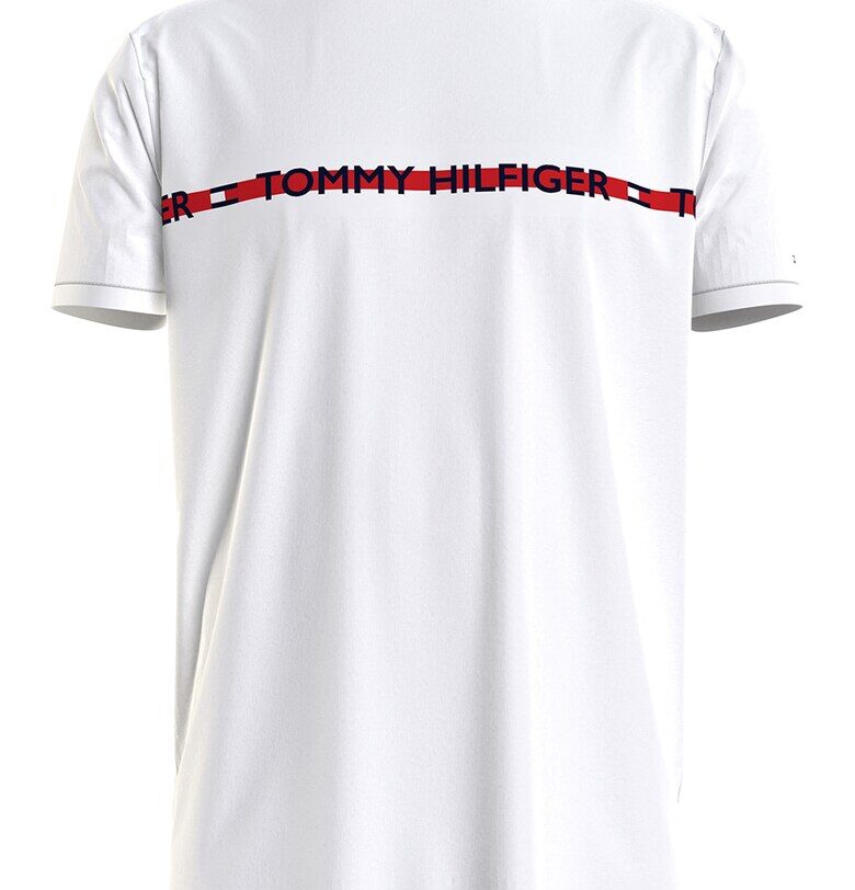 Домашна тениска от памук и лиосел - Тъмночервен/Мръснобял/Тъмносин Tommy Hilfiger