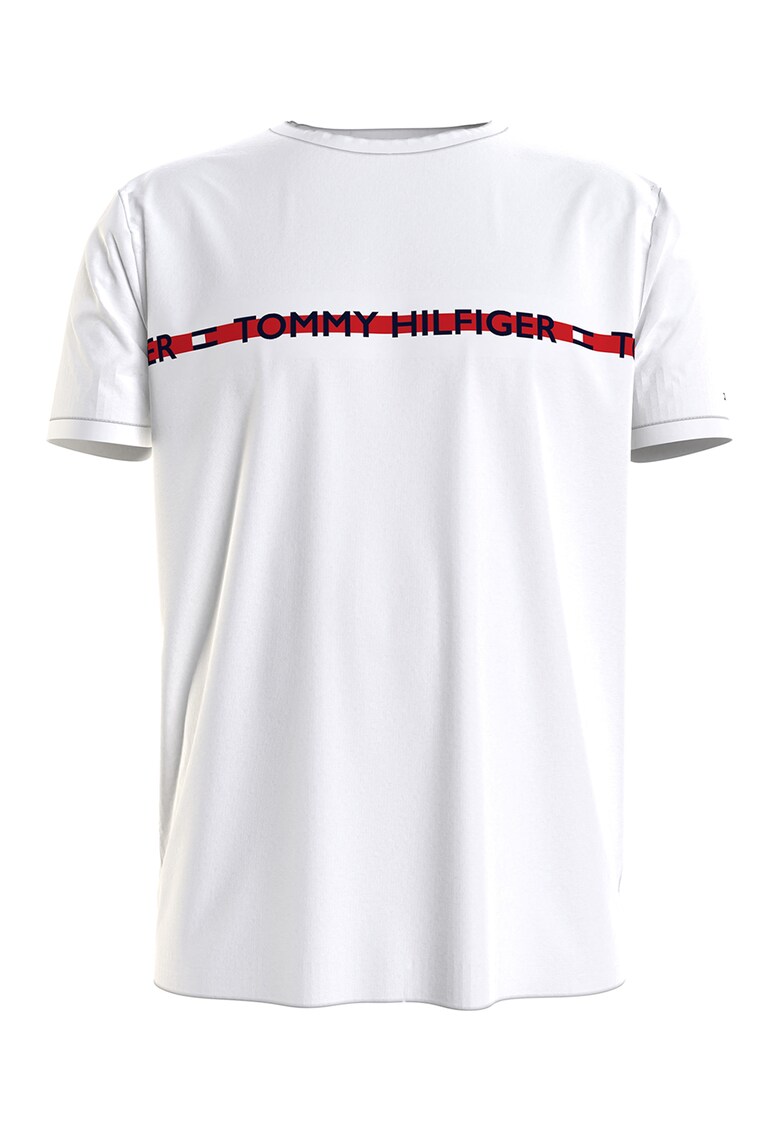 Домашна тениска от памук и лиосел - Тъмночервен/Мръснобял/Тъмносин Tommy Hilfiger
