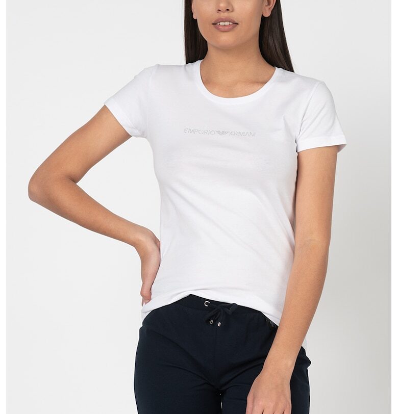 Домашна тениска с декоративни камъни - Бял Emporio Armani Underwear