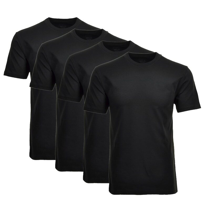 Домашна тениска с овално деколте - 4 броя - Черен Ragman