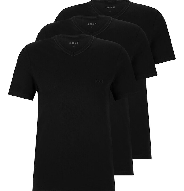 Домашна тениска с шпиц - 3 броя - Черен BOSS