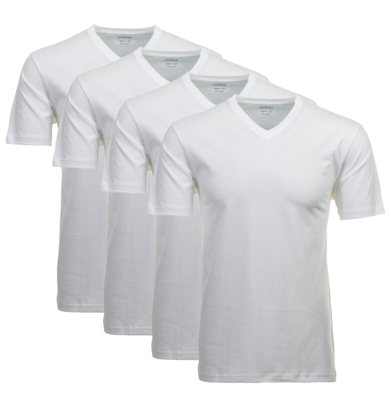 Домашна тениска с шпиц деколте - 4 броя - Бял Ragman