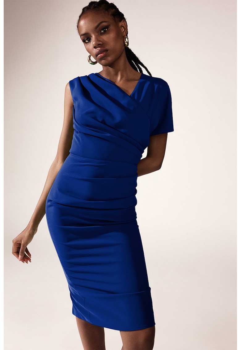 Драпирана миди рокля Chance - Тъмносин Alina Cernatescu