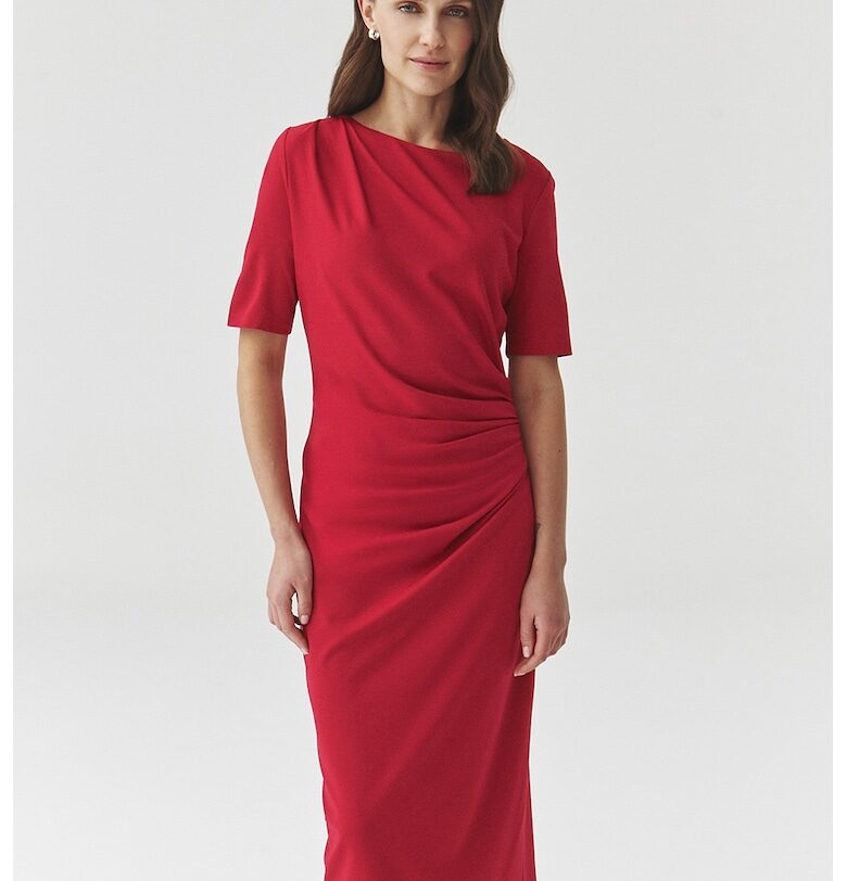 Драпирана миди рокля Primrose - Червен Tatuum