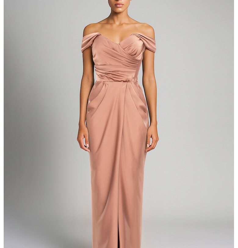 Драпирана рокля с голо рамо - Бежов Acob a porter