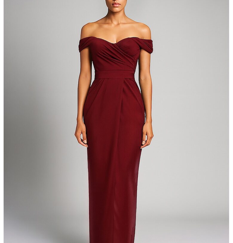 Драпирана рокля с голо рамо - Бордо Acob a porter