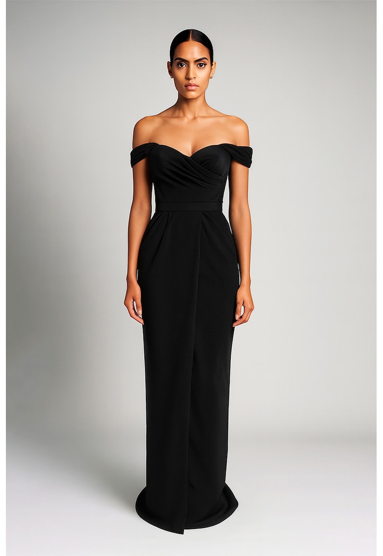 Драпирана рокля с голо рамо - Черен Acob a porter