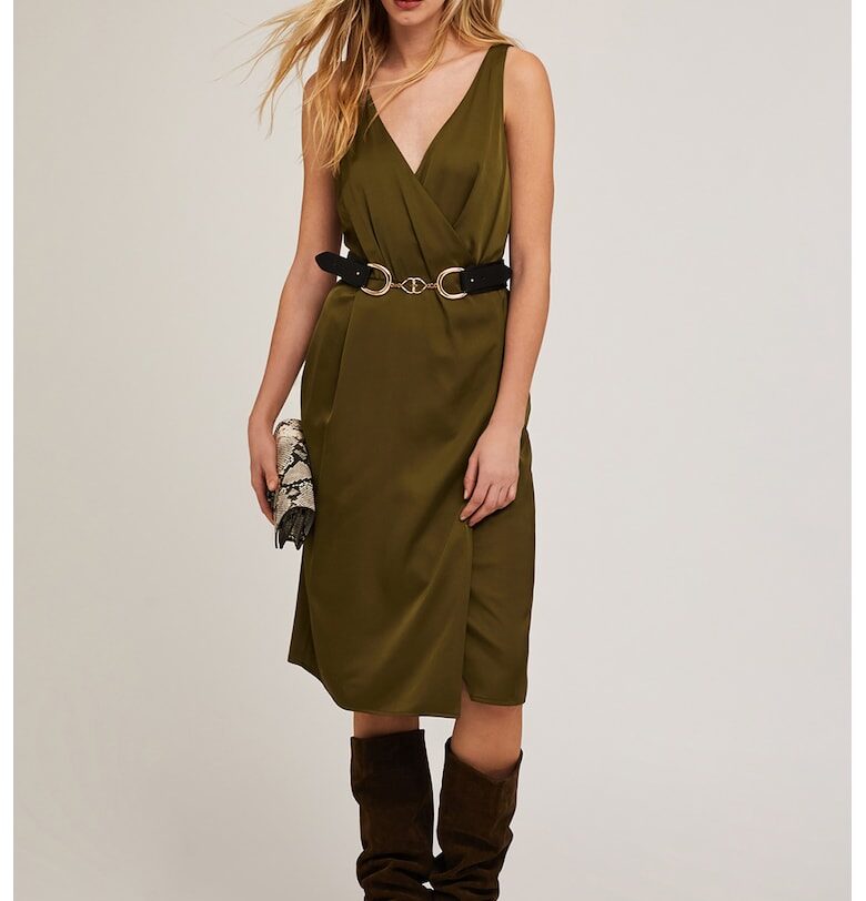 Драпирана рокля с шпиц - Каки Motivi