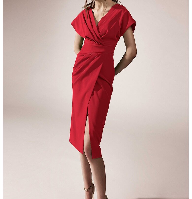 Драпирана рокля с шпиц - Червен Alina Cernatescu