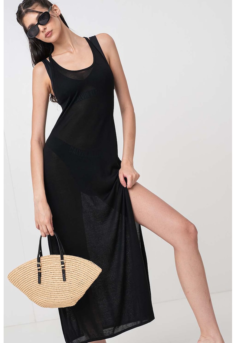 Дълга ефирна плажна рокля - Черен CALVIN KLEIN