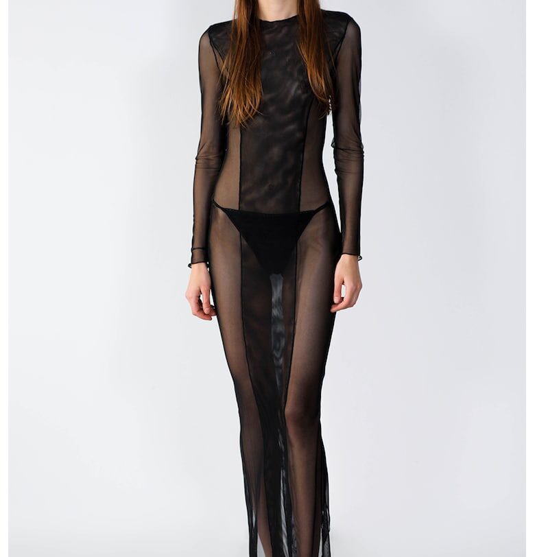 Дълга ефирна рокля - Черен SENSEE