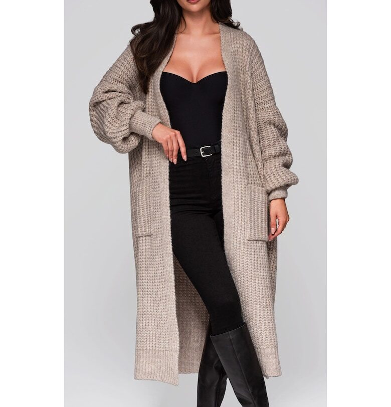 Дълга жилетка пуловер  LW-SWCD-0104 - Бежов Larica