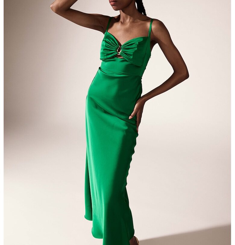 Дълга класическа рокля Sight с метален детайл - Зелен Alina Cernatescu