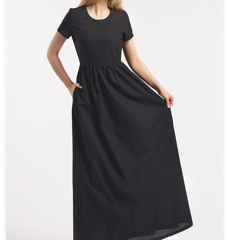 Дълга ленена рокля - Черен CAMISSI