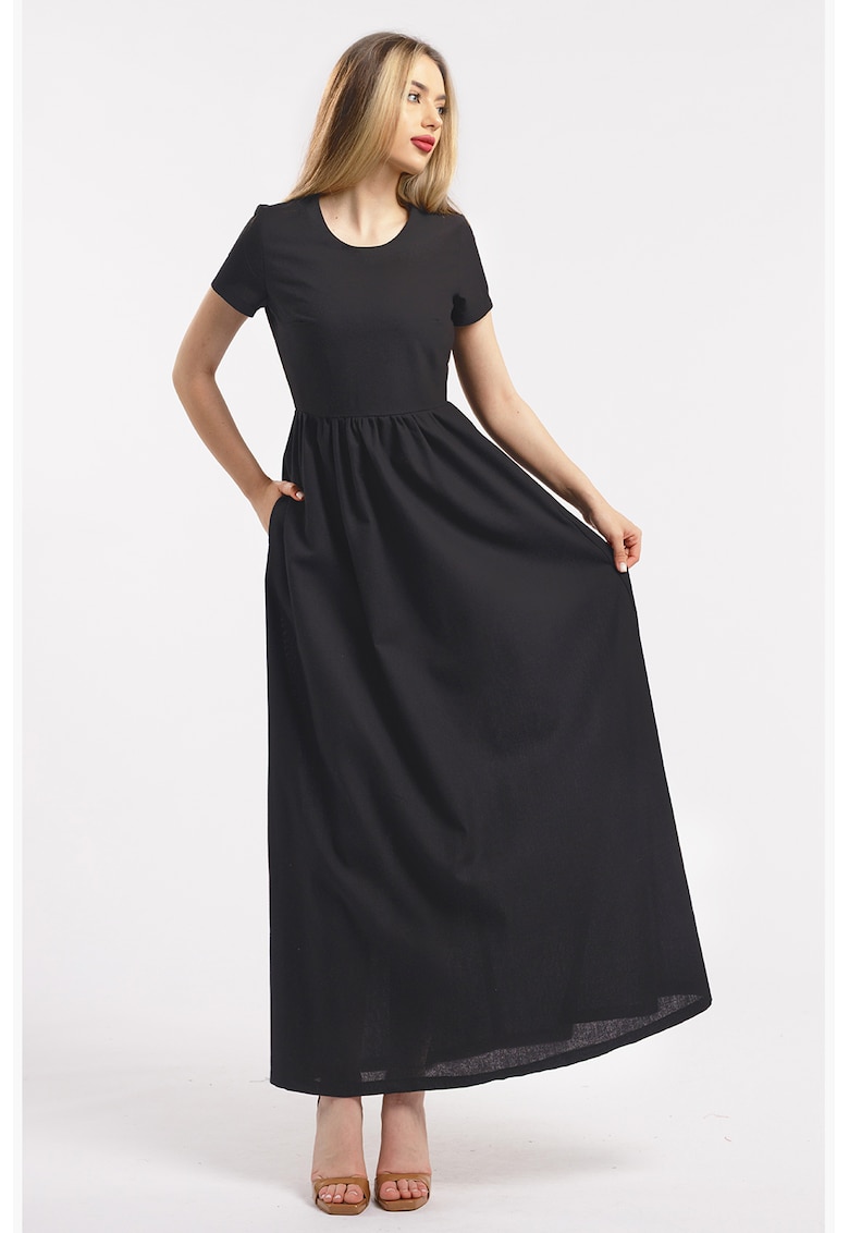 Дълга ленена рокля - Черен CAMISSI