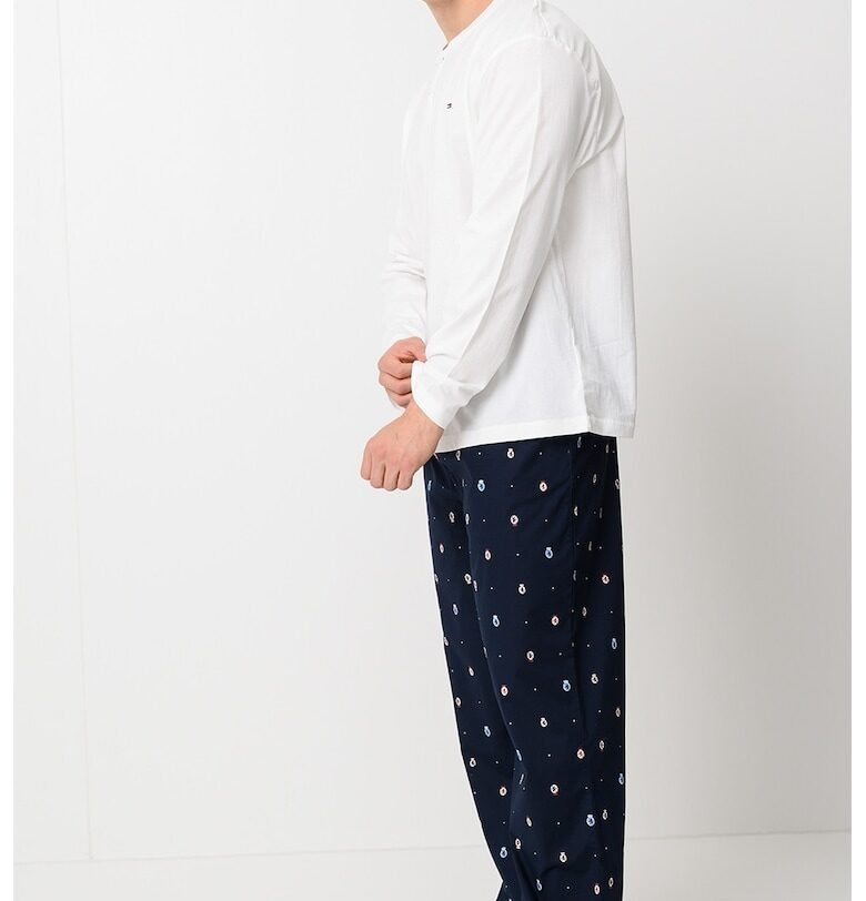 Дълга пижама от памук с графична шарка - Ултрамарин синьо/Бял Tommy Hilfiger