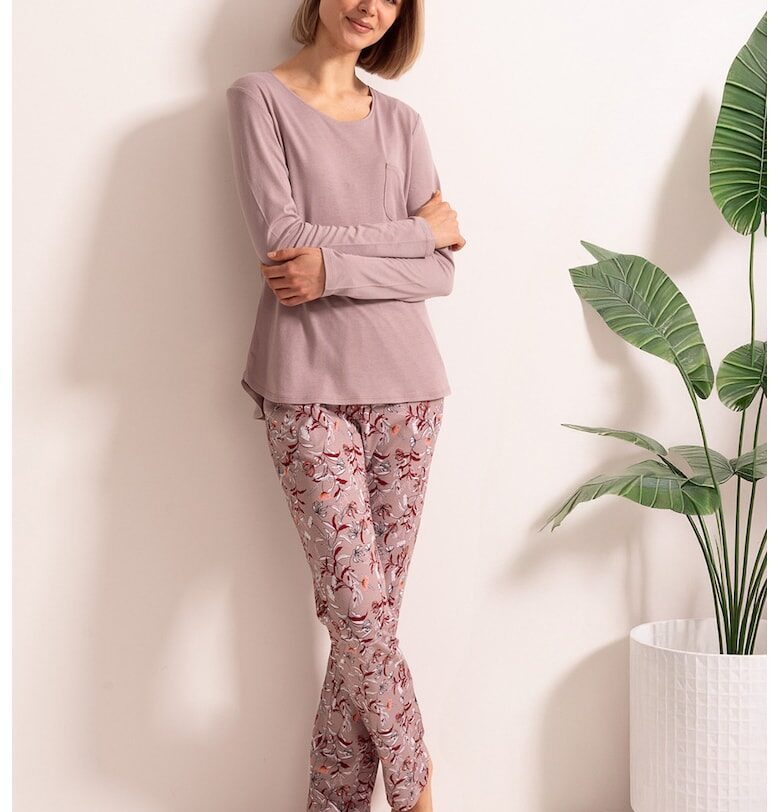 Дълга пижама с бамбук Marion - Бордо/Прашно розово Sofiaman