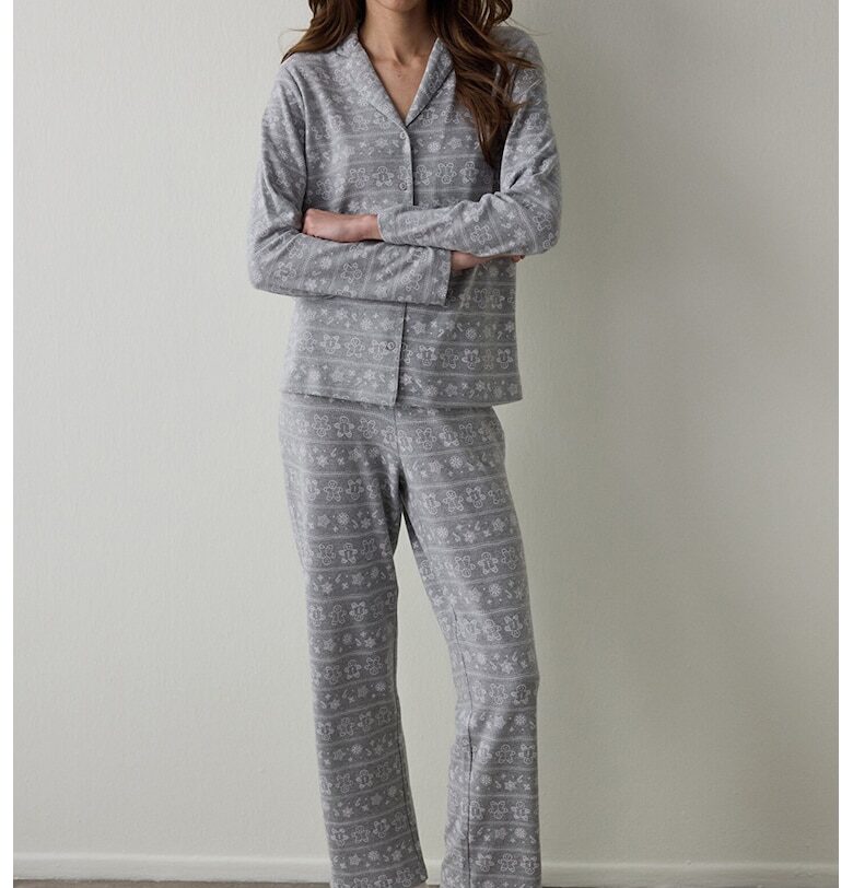 Дълга пижама с десен - Бял/Сив Penti