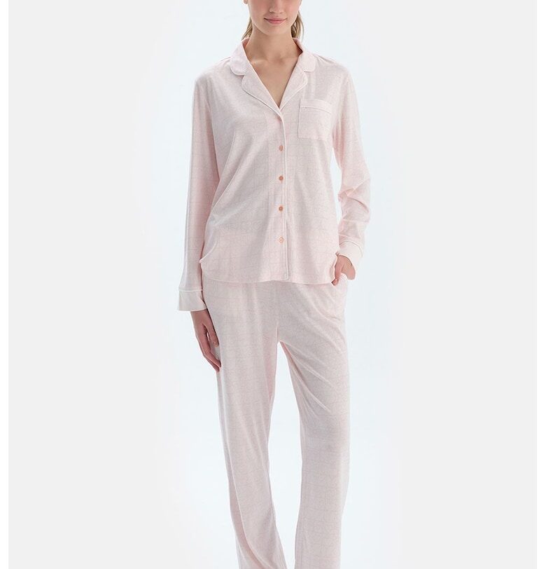 Дълга пижама с модал - Бледо розово DAGI