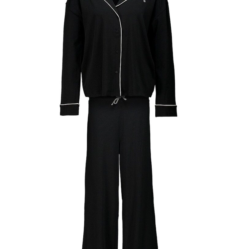 Дълга пижама с органичен памук и модал - Черен Tommy Hilfiger