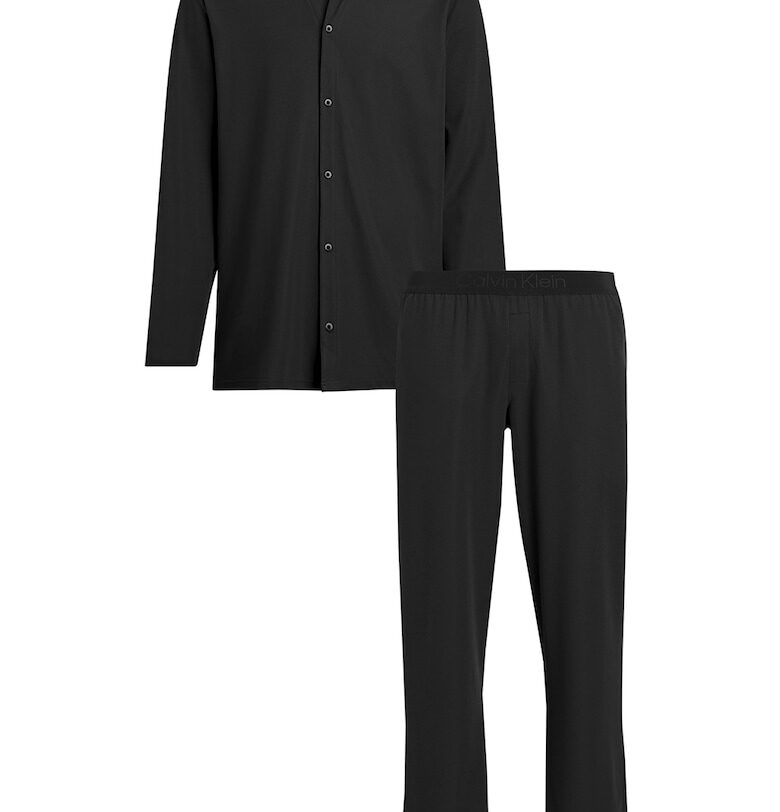 Дълга пижама с памук и модал - Черен CALVIN KLEIN