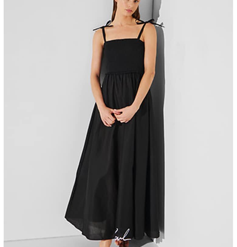 Дълга плажна рокля от памук - Черен Karl Lagerfeld