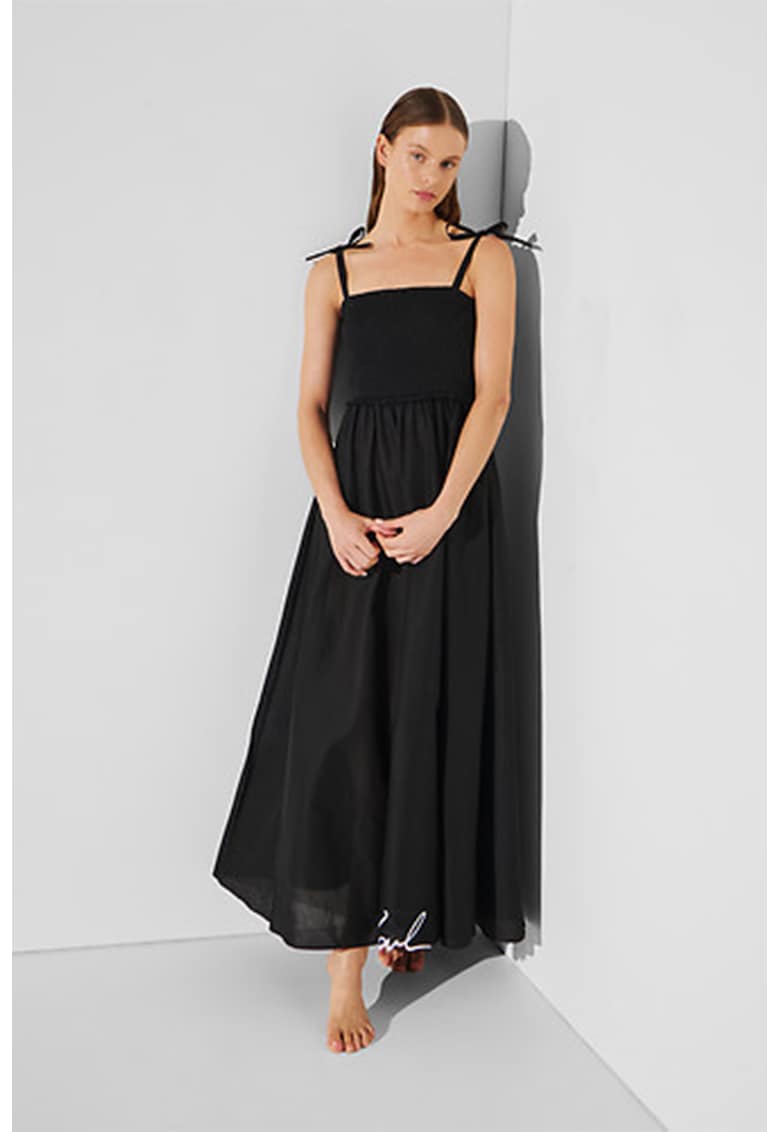 Дълга плажна рокля от памук - Черен Karl Lagerfeld