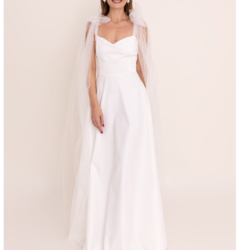 Дълга разкроена рокля Zaza - Бял Ilona Andreoiu