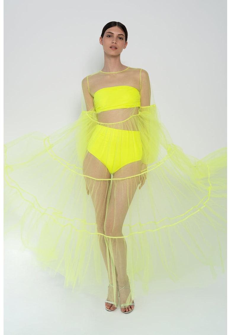 Дълга рокля Alena от прозрачен тюл - Сламеножълт HELENE GALWAS