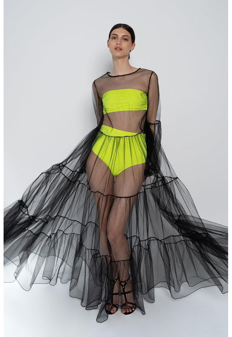 Дълга рокля Alena от прозрачен тюл - Черен HELENE GALWAS