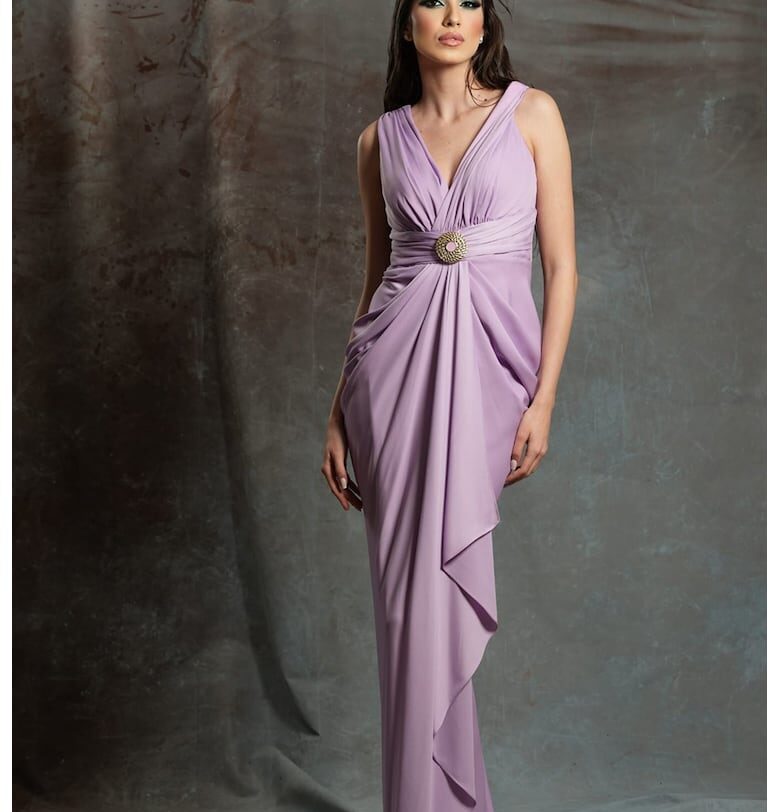 Дълга рокля Aragona с набирания - Виолетов MIAU by Clara Rotescu