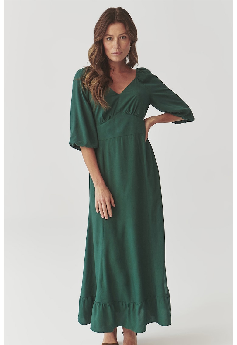 Дълга рокля Konkiro с шпиц - Тъмнозелен Tatuum