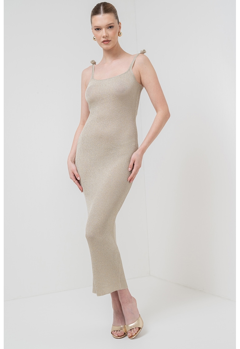 Дълга рокля Porto с рипс - Златист/Каки Marella