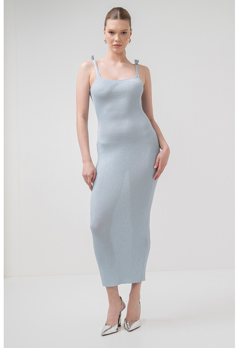 Дълга рокля Porto с рипс - Пастелносин Marella