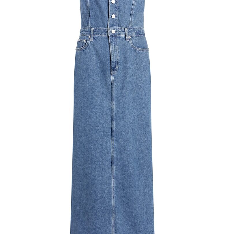 Дълга рокля от деним - Син CALVIN KLEIN JEANS