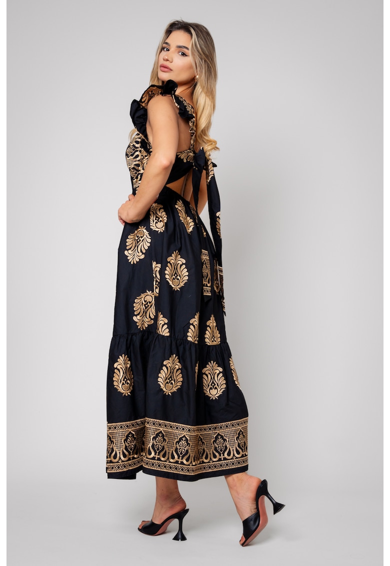 Дълга рокля с гол гръб Black 12739 - Черен uFIT