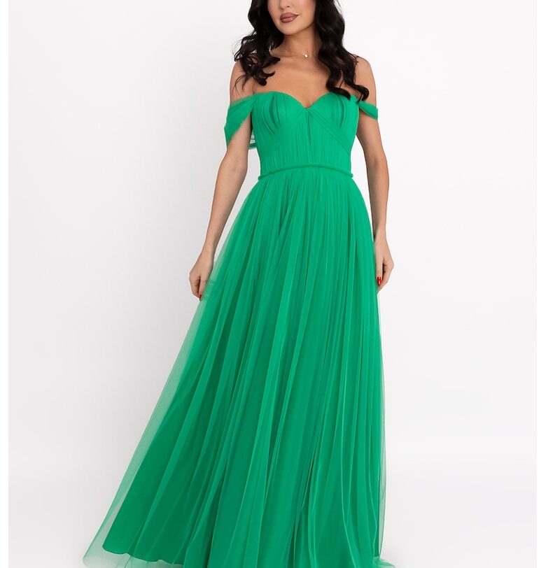 Дълга рокля с голи рамене - Зелен Acob a porter