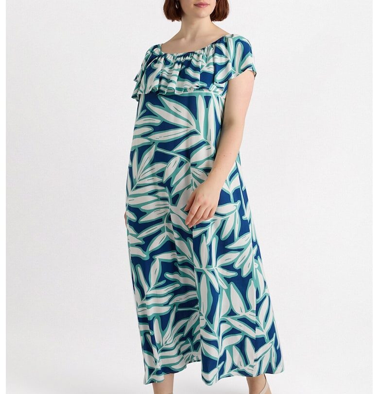 Дълга рокля с голи рамене - Зелен/Тъмносин Fiorella Rubino